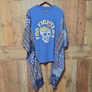 Upcycled FOO Fighters Tee with Kimono Sleeves